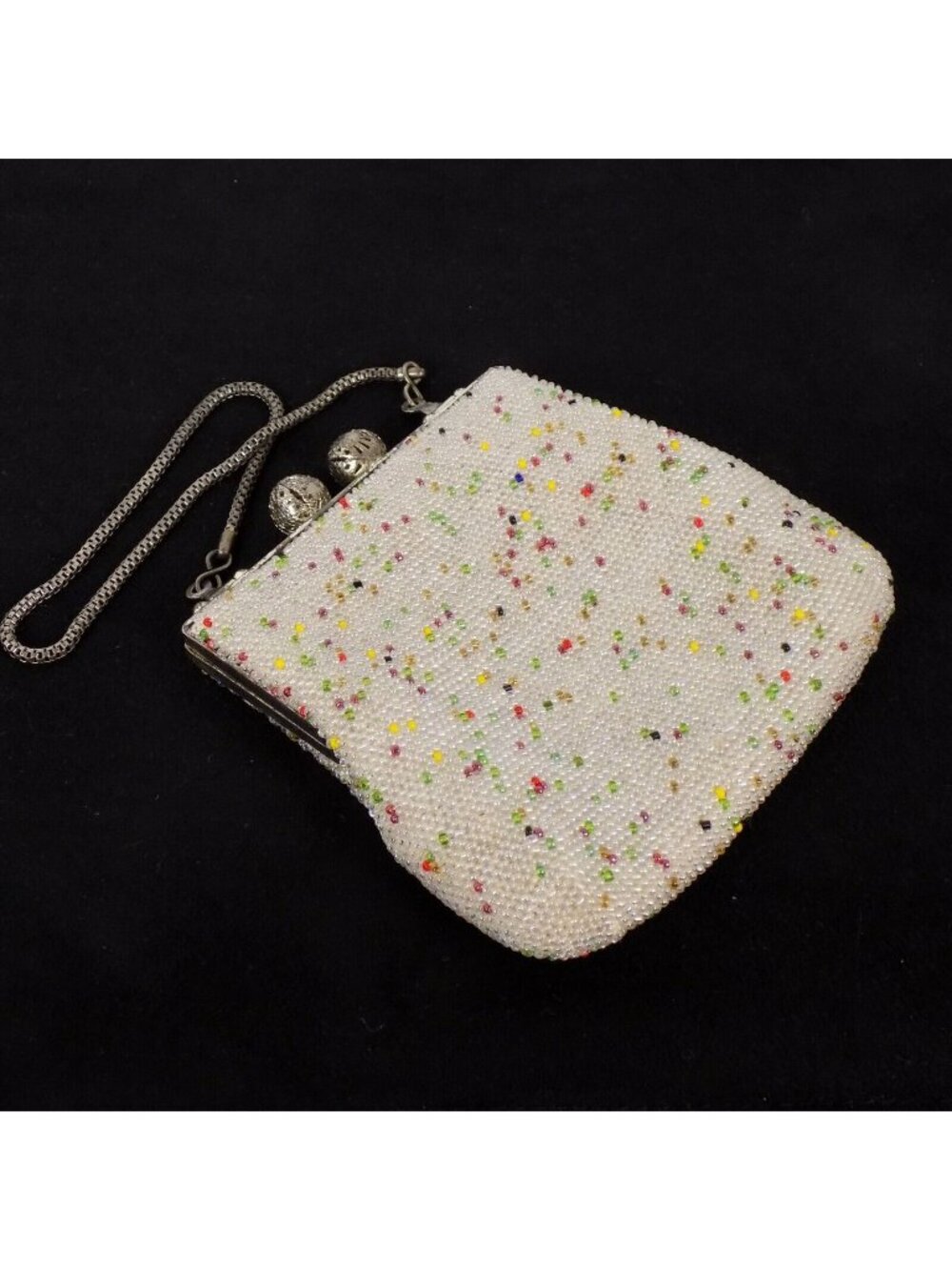 Vintage 1940s Evening Purse Opera Theater Wedding Bag Hand Beaded Multicolor